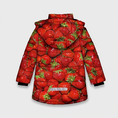 Зимняя куртка для девочки Клубнички / 3D-Светло-серый – фото 2