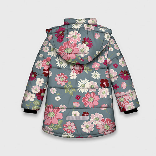Зимняя куртка для девочки Цветочки / 3D-Светло-серый – фото 2