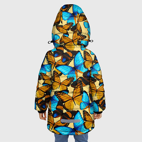 Зимняя куртка для девочки Бабочки / 3D-Черный – фото 4