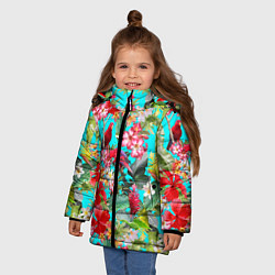 Куртка зимняя для девочки Тропический мир, цвет: 3D-светло-серый — фото 2