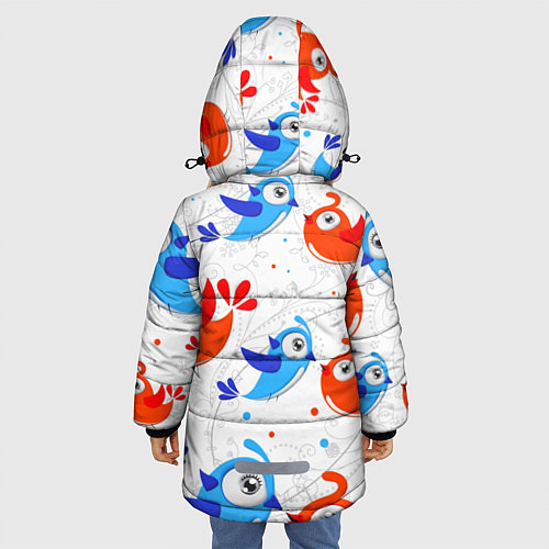 Зимняя куртка для девочки Птички / 3D-Черный – фото 4