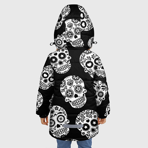 Зимняя куртка для девочки Черепа / 3D-Черный – фото 4