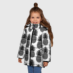 Куртка зимняя для девочки Ананасы 3, цвет: 3D-черный — фото 2