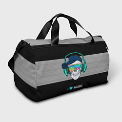 Спортивная сумка I like music - skull
