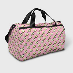 Спортивная сумка Яблочные дольки на розовом фоне с эффектом 3D