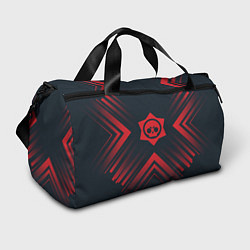 Спортивная сумка Красный Символ Brawl Stars на темном фоне со стрел