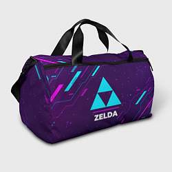 Сумки спортивные Символ Zelda в неоновых цветах на темном фоне, цвет: 3D-принт
