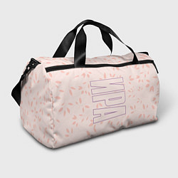 Спортивная сумка Имя Ира по-вертикали с розовым фоном