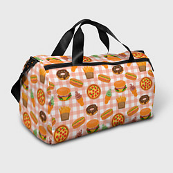 Сумки спортивные PIZZA DONUT BURGER FRIES ICE CREAM pattern, цвет: 3D-принт