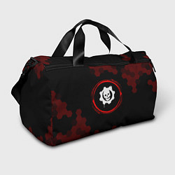 Спортивная сумка Символ Gears of War и краска вокруг на темном фоне