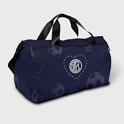 Спортивная сумка Лого Inter в сердечке на фоне мячей