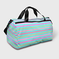 Спортивная сумка Pink turquoise stripes horizontal Полосатый узор