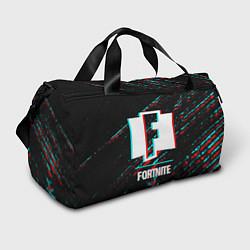 Спортивная сумка Fortnite в стиле Glitch Баги Графики на темном фон