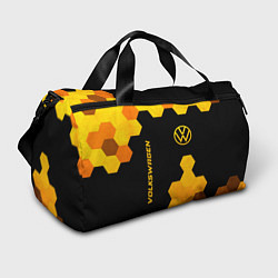 Спортивная сумка Volkswagen - gold gradient: символ и надпись верти