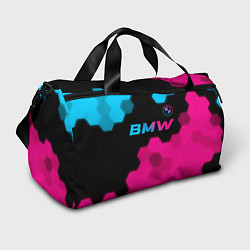 Сумки спортивные BMW - neon gradient: символ сверху, цвет: 3D-принт