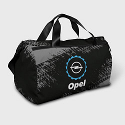 Спортивная сумка Opel в стиле Top Gear со следами шин на фоне
