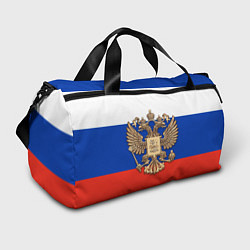 Спортивная сумка Герб России на фоне флага