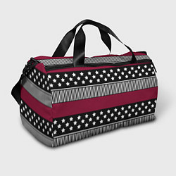 Спортивная сумка Burgundy black striped pattern