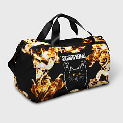 Сумки спортивные Scorpions рок кот и огонь, цвет: 3D-принт