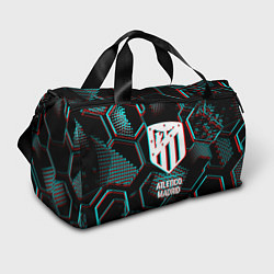 Спортивная сумка Atletico Madrid FC в стиле glitch на темном фоне