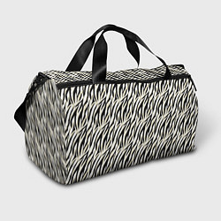 Спортивная сумка Тигровый полосатый узор-черные, бежевые полосы на
