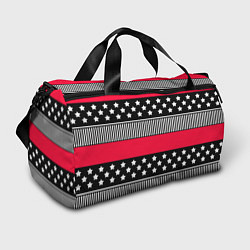 Спортивная сумка Red and black pattern with stripes and stars