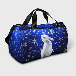 Спортивная сумка Белый кролик в снежинках
