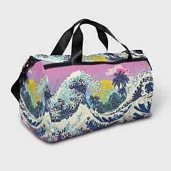Сумки спортивные Штормовые океанские волны и пальмы, цвет: 3D-принт