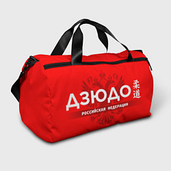 Спортивная сумка Российская федерация дзюдо - на красном фоне