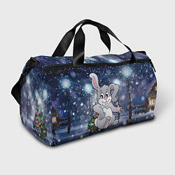 Спортивная сумка Кролик на фоне снегопада