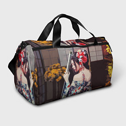 Спортивная сумка Японская девушка с самурайским мечом