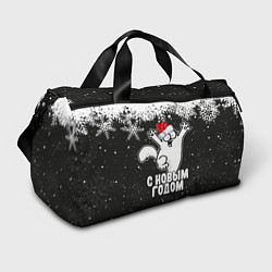 Спортивная сумка С Новым годом - кот Саймона и снежинки