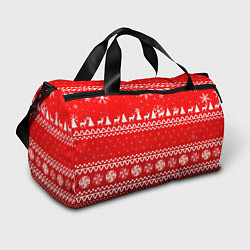 Спортивная сумка Узор с оленями и ёлками