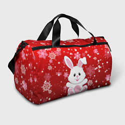 Спортивная сумка Весёлый кролик в снежинках