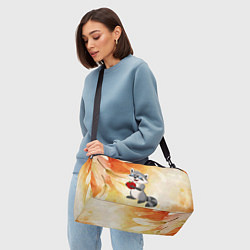 Сумки спортивные Енот держит красное яблоко, цвет: 3D-принт — фото 2