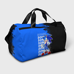 Спортивная сумка Соник на синем фоне