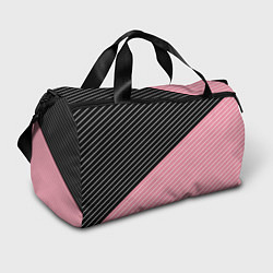 Спортивная сумка Узор в черную и розовую полоску
