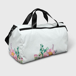 Спортивная сумка Цветы нарисованные акварелью - снизу