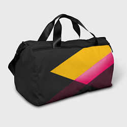 Спортивная сумка Желто-розовый дизайн на черном фоне