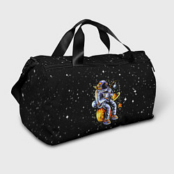 Спортивная сумка Космонавт на рыбалке - неон