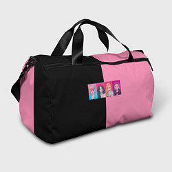 Спортивная сумка Группа Black pink на черно-розовом фоне