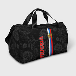 Сумки спортивные Russia black style, цвет: 3D-принт