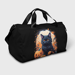 Спортивная сумка Котик и тыквы - хеллоуин