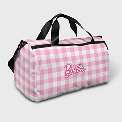 Спортивная сумка Барби лого розовая клетка