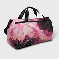 Спортивная сумка Абстрактный черно-розовый мраморный узор