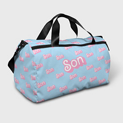 Спортивная сумка Сын - в стиле Барби: паттерн голубой