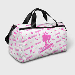 Спортивная сумка Мамочка - силуэт барби: паттерн розовый на белом ф