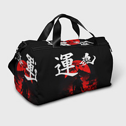 Сумки спортивные Японский самурай и красная луна, цвет: 3D-принт