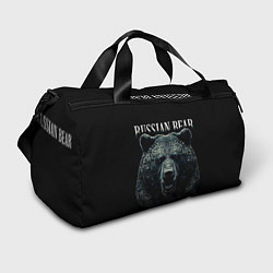 Спортивная сумка Русский медведь на черном фоне