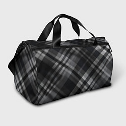 Спортивная сумка Черно-белая диагональная клетка в шотландском стил